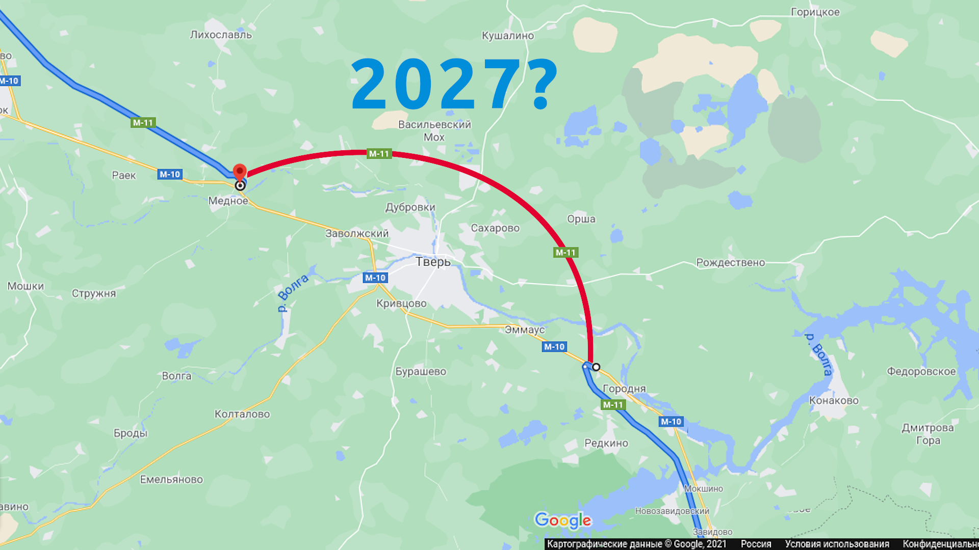 М11 обход твери подробная карта